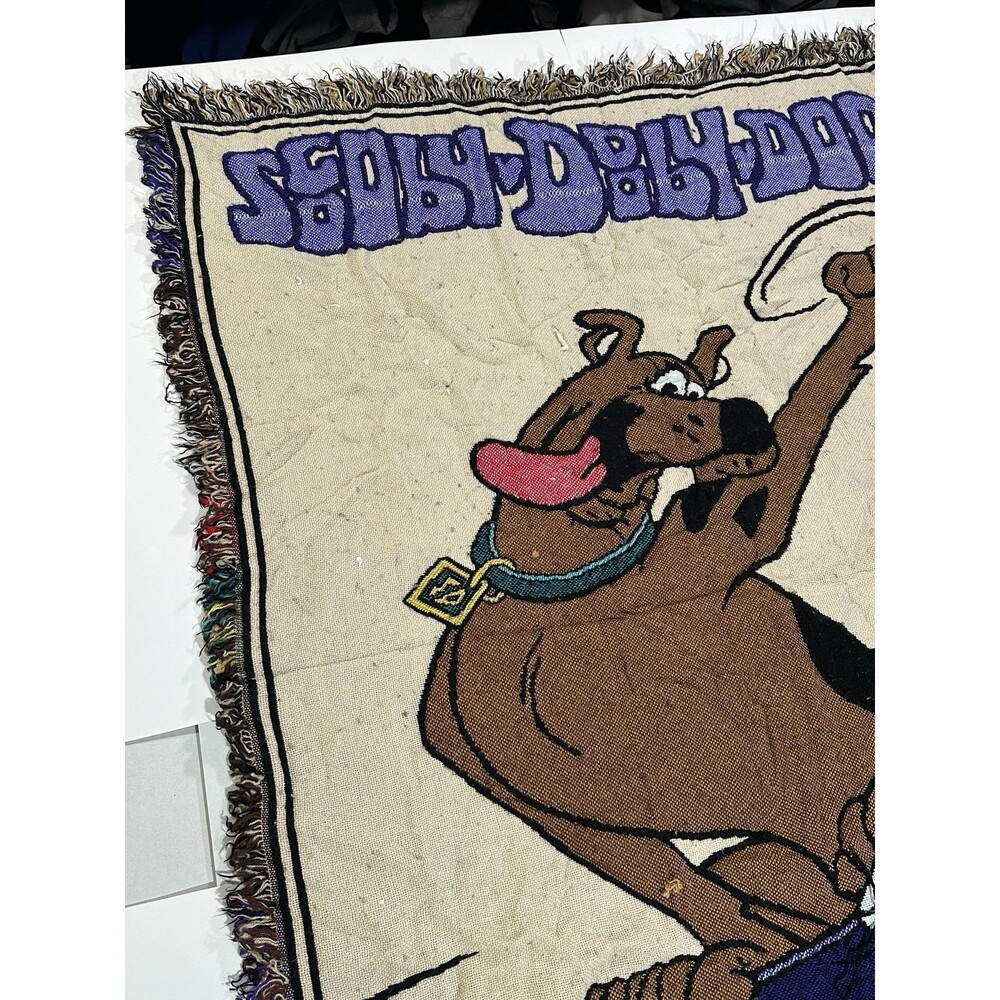 Vintage 90s Scooby Doo Skateboarding Throw Blanket Woven Tapestry 59x46 Rare HTF - Picture 3 of 13